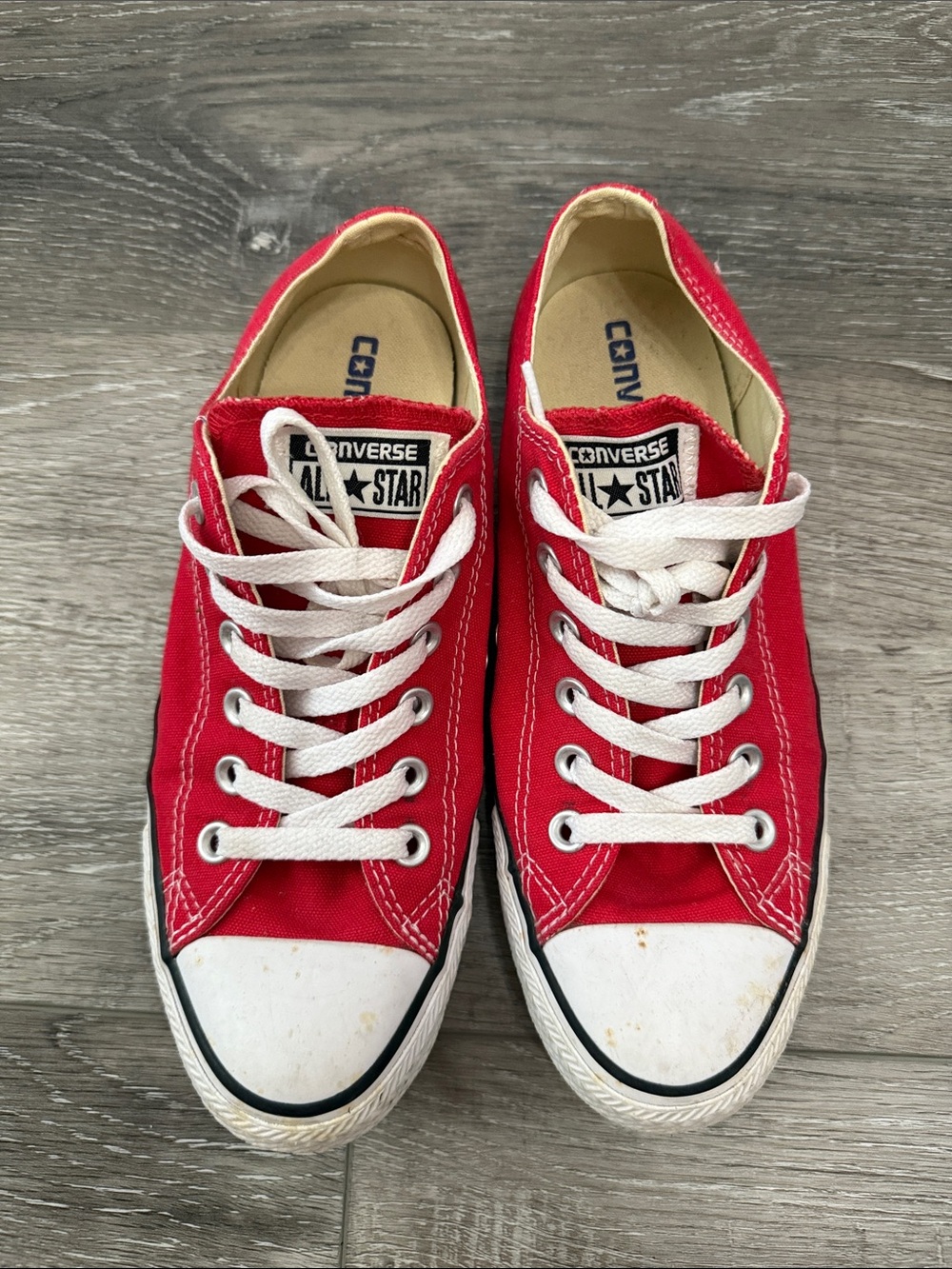 Classic Converse Red Low Top Sneakers with White Laces